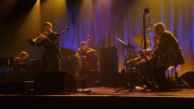 Andrea Glockner 4et Across the Lines (with Santiago Fernandez, Silvia Bolognesi, Alessandro Alarcon) +Joseph Bowie, Rocher de Palmer Bordeaux-Cenon, oct. 2025 (photo Stefania Graziano)